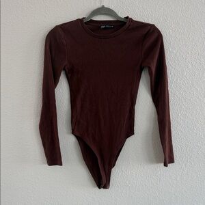 Zara Brown Long Sleeve Bodysuit